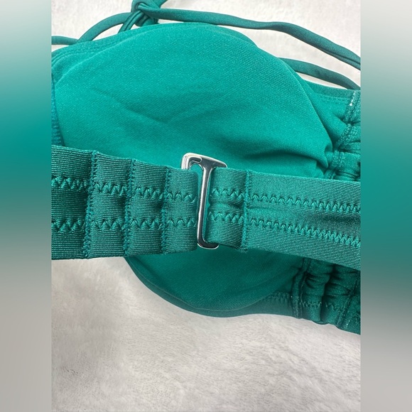 Shade & Shore Women Shirred Front Bandeau Bikini Top Green  Size L (12-14) - Picture 6 of 11